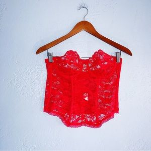 Vintage Red Lace Corset 90s Size 36
